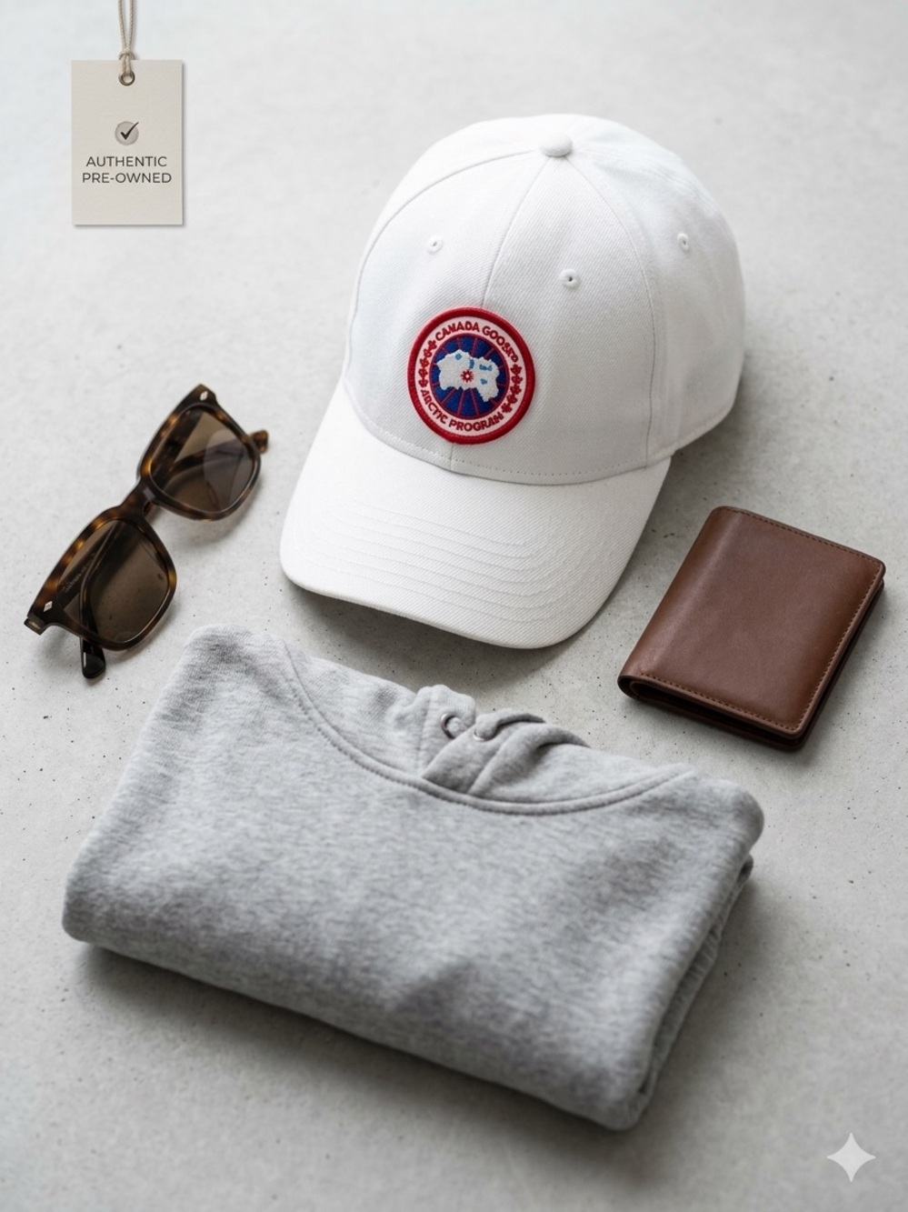 Canada Goose White Baseball Cap with Red and Blue Logo